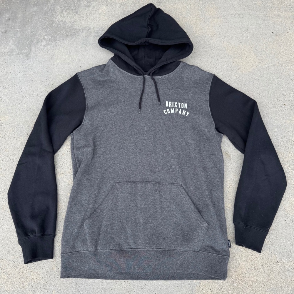 Brixton Company Mens Gray‎ Black Colorblock Hoodie Sweatshirt Size M